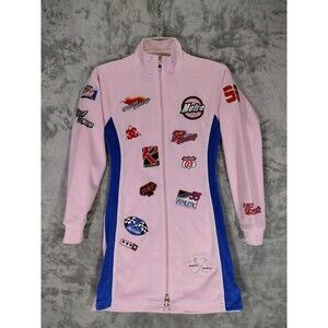 Meow Meow FBD Dress Womens Small Pink Polyester Full Zip Metro Racing Pit Crew